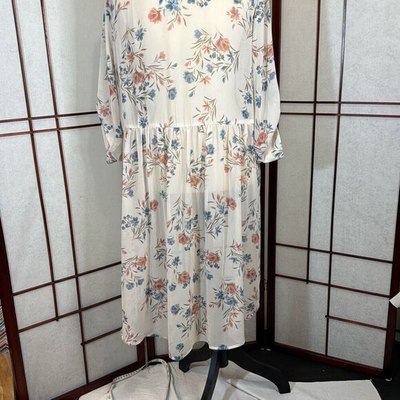 Torrid 1 cream color Lexie 3/4 sleeve chiffon Hi-low - Picture 5 of 12